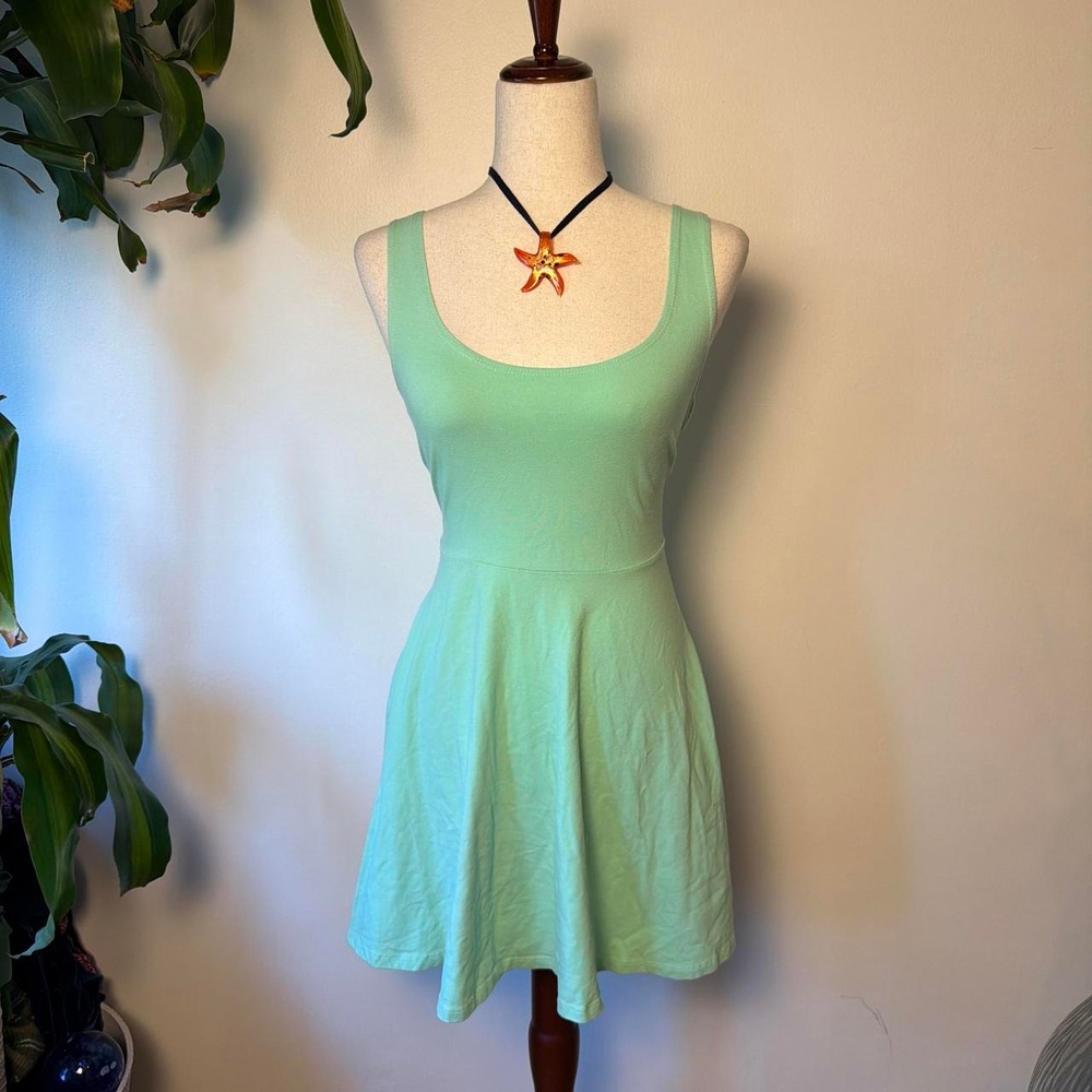 Sparkle & Fade Mint Aqua Blue Babydoll Skater Mini Dress Small